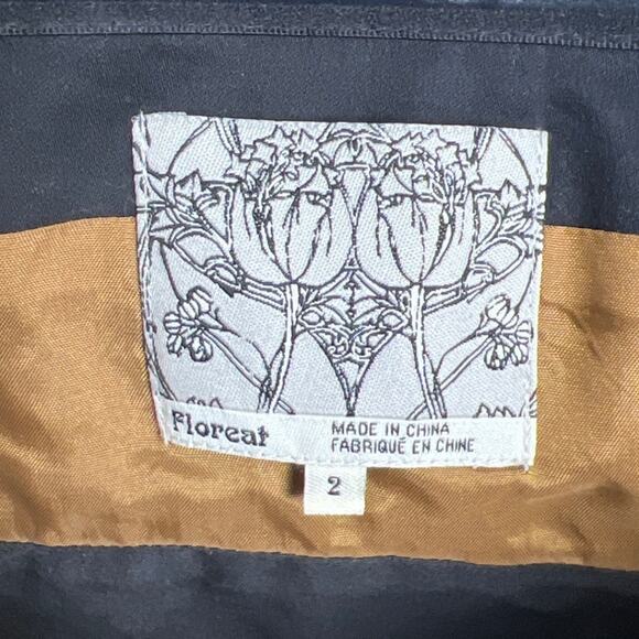 Anthropologie Floreat Size 2 Black Dress Floral Velvet Embroidered - Picture 5 of 5